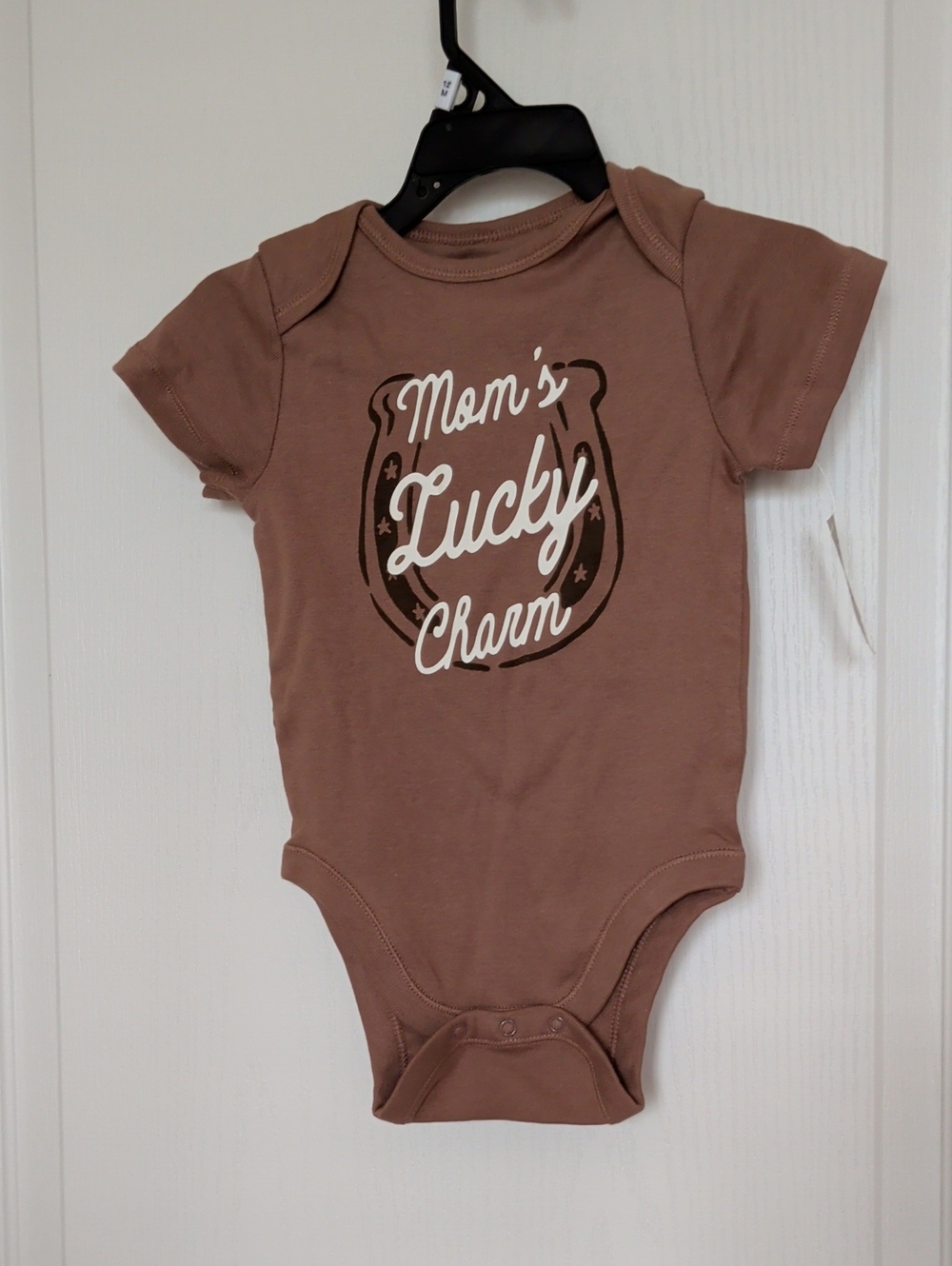 NWT Old Navy Brown 'Mom's Lucky Charm' Baby One-Piece
